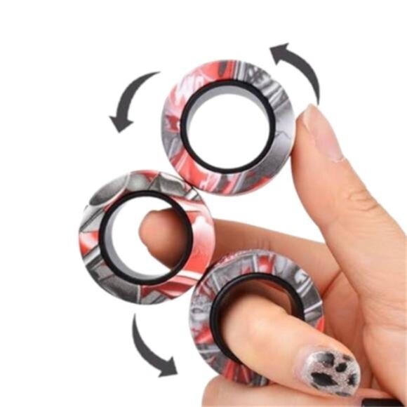 Magnetic Rings Fidget Toy Set, ADHD Stress Relief Fidget Toys, Magnet Spinner - Picture 4 of 6